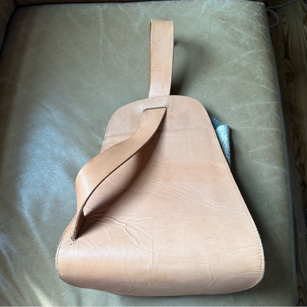 Redondo Frydman calf hair tan leather sling backpack bucket bag shoulder - Picture 10 of 17